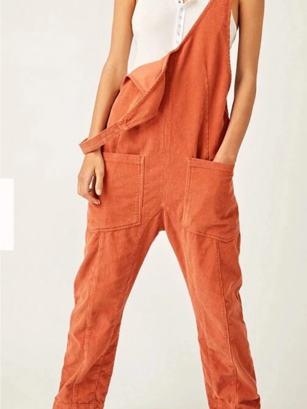 We The Free Orange High Roller Corduroy Jumpsuit Women's Size S - Picture 2 of 7